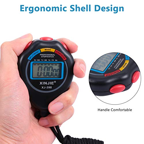 Temporizador de intervalos de cronômetro digital Besportble, 3 peças, com visor grande para esportes