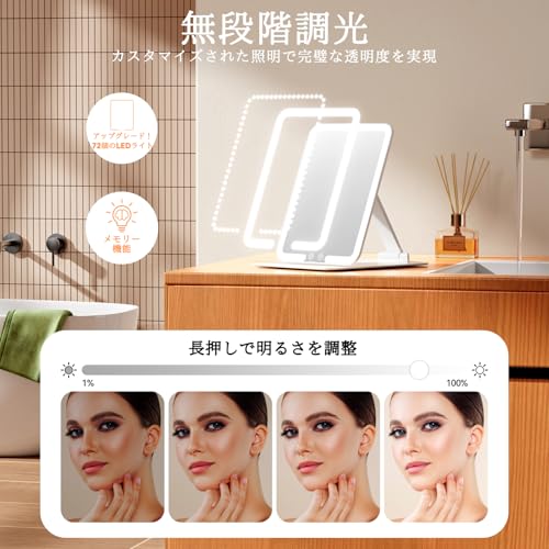 Auxmir Auxmir 鏡 卓上 女優ミラー 折立鏡 LEDライト付き の商品画像 2