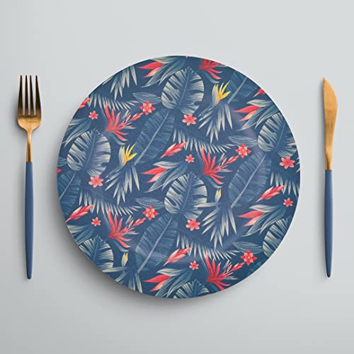 Platos Cargadores Acrílicos con Diseño de Hojas Tropicales, Set de 4 miniatura 2