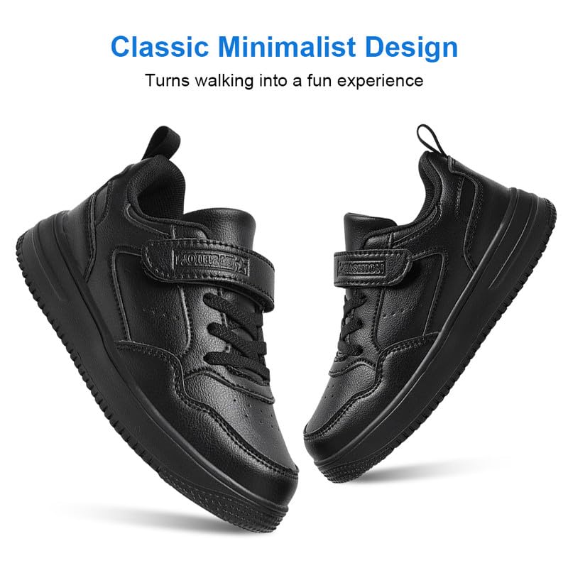 Unisex Kids Tennis, Running Shoes - Black, Size 8 (Little Kid, Women's 7) - Mesh, Flat Heel, Lace-Up, Round Toe, Casual, Athletic Sneakers3