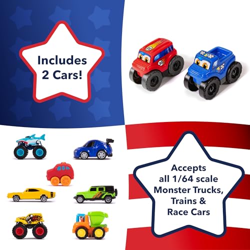 Image of Simplay3 Portable Carry and Go Kids Race Track Toy Car Train Table, 2-Sided No Assembly for Children 3 4 5 6 7 Years Old Boys Girls, Made in USA, Red White & Blue