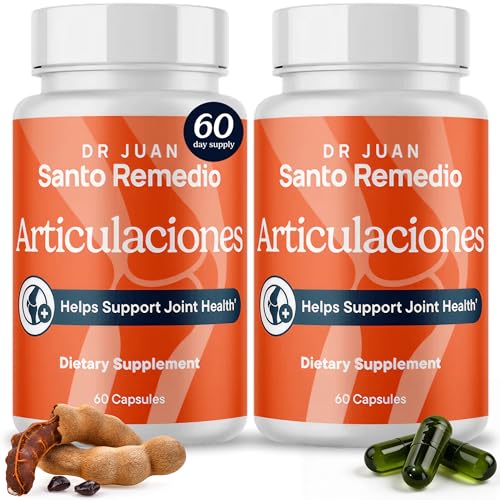 Santo Remedio Articulaciones Joint Health Support Supplement Promotes Joint Comfort Mobility & Function Clinically Proven TamaFlex Formula 60 Capsules per Jar (30 Servings) Pack of 2