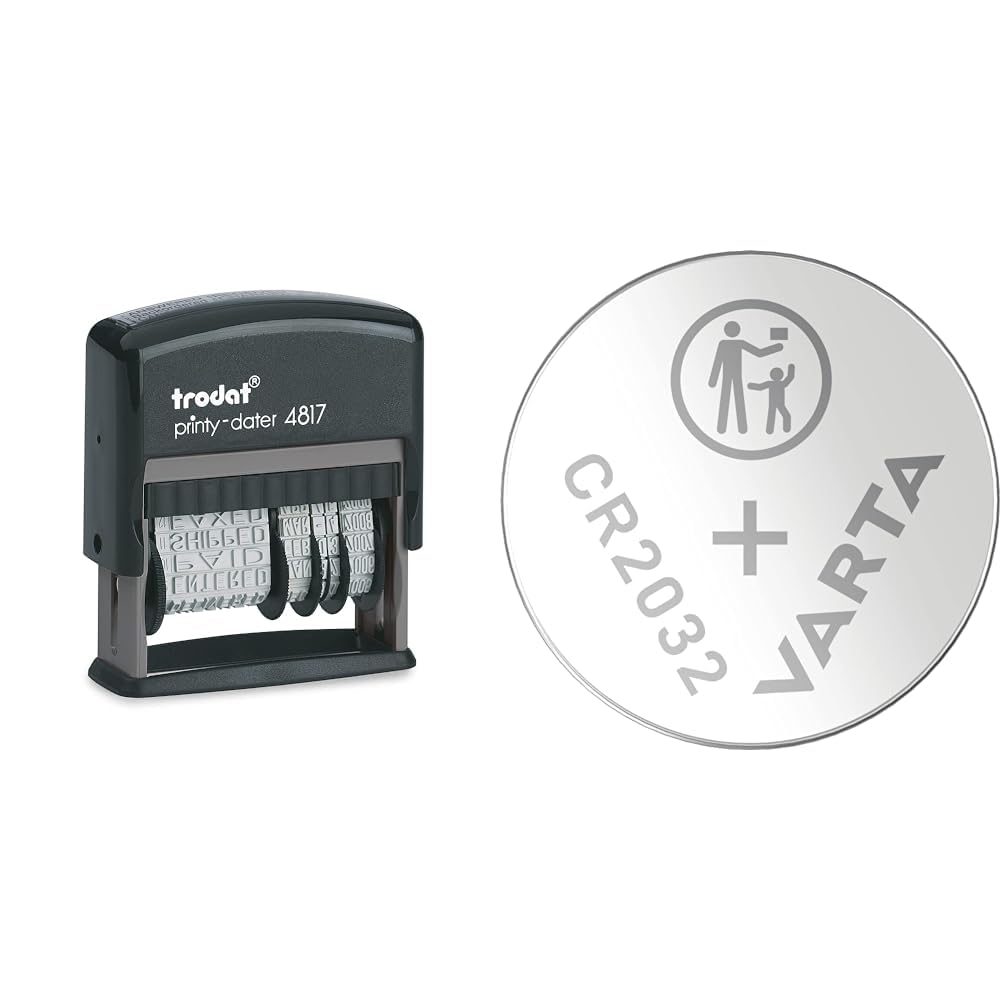 Trodat Gummistempel, Rund, 47 x 4 mm, Gummi, VARTA Batterien Knopfzellen CR2032