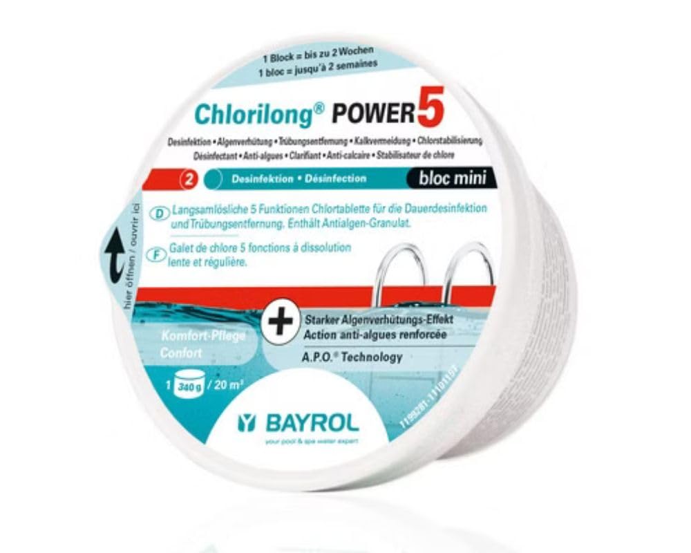 Bayrol Chlorilong Power 5 BloCS Mini Pastille de Chlore 340 g pour Swimming Pool Élagueage ou Nettoyage Efficient