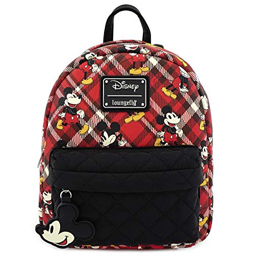 Loungefly x Mickey Mouse Plaid Mini Backpack (One Size, Red/Black)