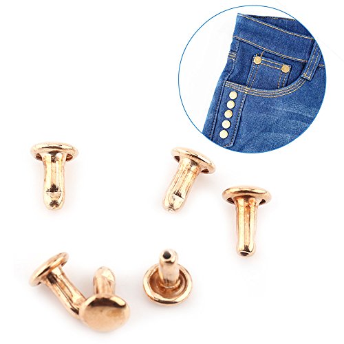 100Sets Leather Rivets Double Cap Rivet Tubular Metal Studs for Repairs Decoration (Gold) - Image 2