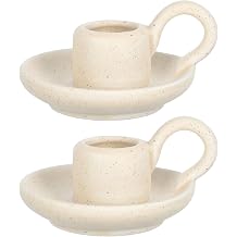DOITOOL Candle Holder Ceramic Candlestick Holder, 2Pcs Nordic Style Taper Candle Stand Candlelight Stand Holder Decorative Candle Display Holder for Desktop Dining Room Home Decoration Display Beige