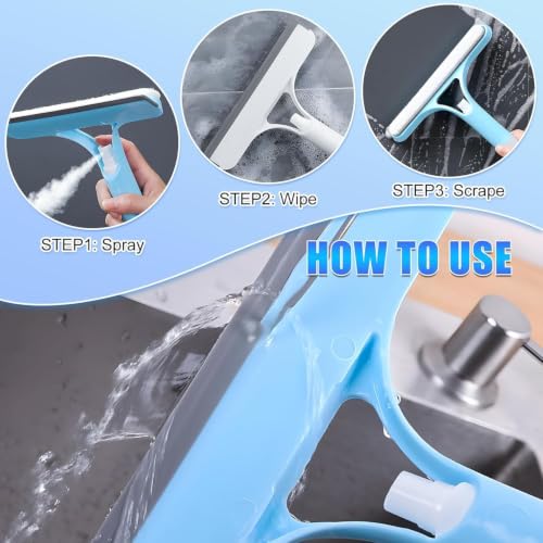 Image of ROKTRY 3 in 1 Glass Wiper Window Cleaner with Spray Bottle & Microfiber Pad | Streak-Free Window Squeegee for Home, Car Windshield, Bathroom Mirror, Shower Glass, Tiles & Kitchen Cleaning Tool