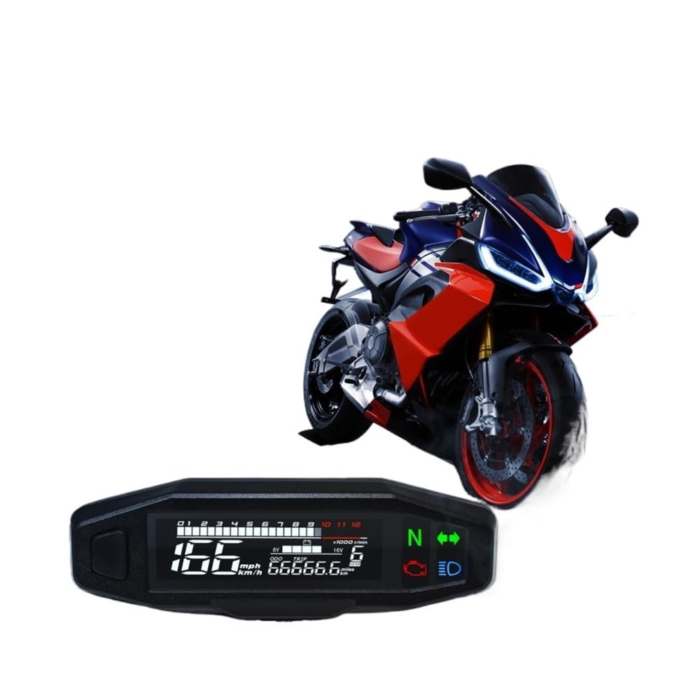 199km/h Medidor de tacómetro para motocicleta Medidor de millas totales digitales universales Odómetro con soporte Luces Acceso al motor Odómetro para motocicleta Medidor de viaje (Gd)