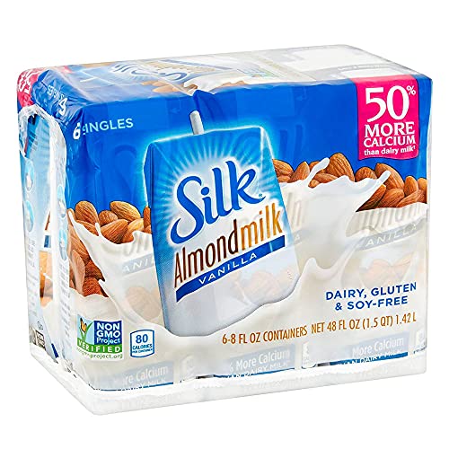 Silk vanilla pure almond milk aseptic 6-pack, 48 oz