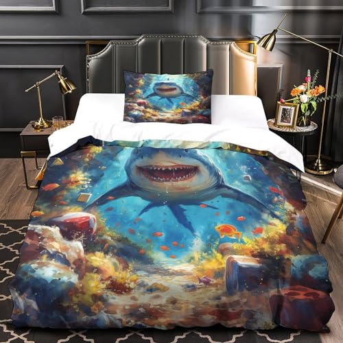 Housse de couette Requin Blanc infroissable et douce contre la transpiration nocturne - 2