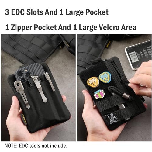 VIPERADE VE27 Small EDC Pouch Tool Organiser,EDC Organiser Pouch with 5 Pockets,Small Multitools Pouch for Men,Mini Pocket Pouch with Patches Area,Small Multitools Organiser Waist Bag -Black - Image 3