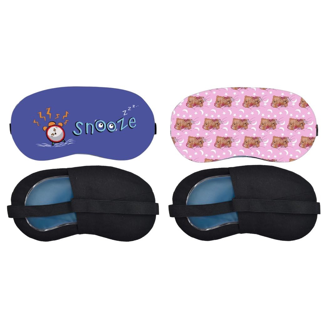 Aoxeria Snooze Alarm, Pink Teddy Bear Stars Sleeping Mask Combo, Soft Comfortable Light-Blocking Eye Cover for Women, Men & Kids, Reusable Blindfold for Night Sleep, Nap, Travel (Pack of 2)-image-43