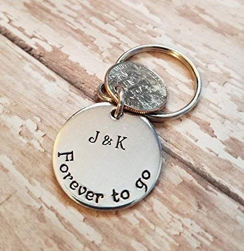20 Down Forever To Go with Two 2003 Dimes Key Chain 20th Anniversary Gift for Him or Her