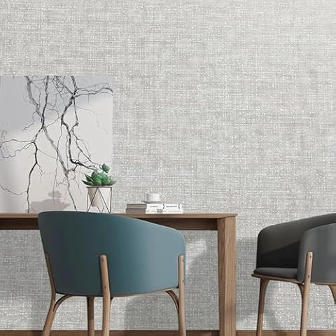 Trafagala Light Grey Fabric Linen Effect Textured Wallpaper Hessian Wallpaper Designed to Look Like Fabric Minimalist Designer Feature Wall Paper Cover