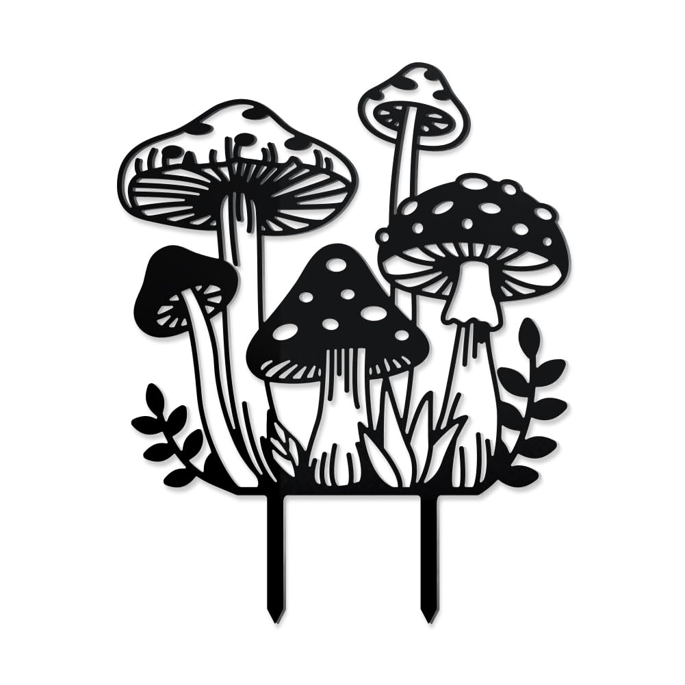 Piquet Décoratif Champignon En Métal Rouillé - Dimensions 32 X 18 Cm - Pour Jardin, Terrasse Ou Balcon - Design Créatif
