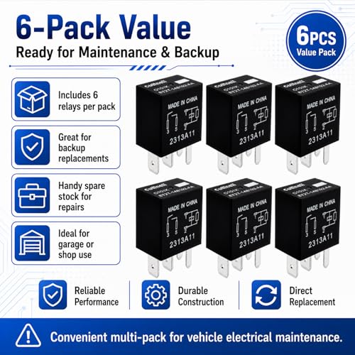 6-Pack 8T2T-14B192-AA Relevador Automotriz 12V 40A 4 Pines miniatura 5