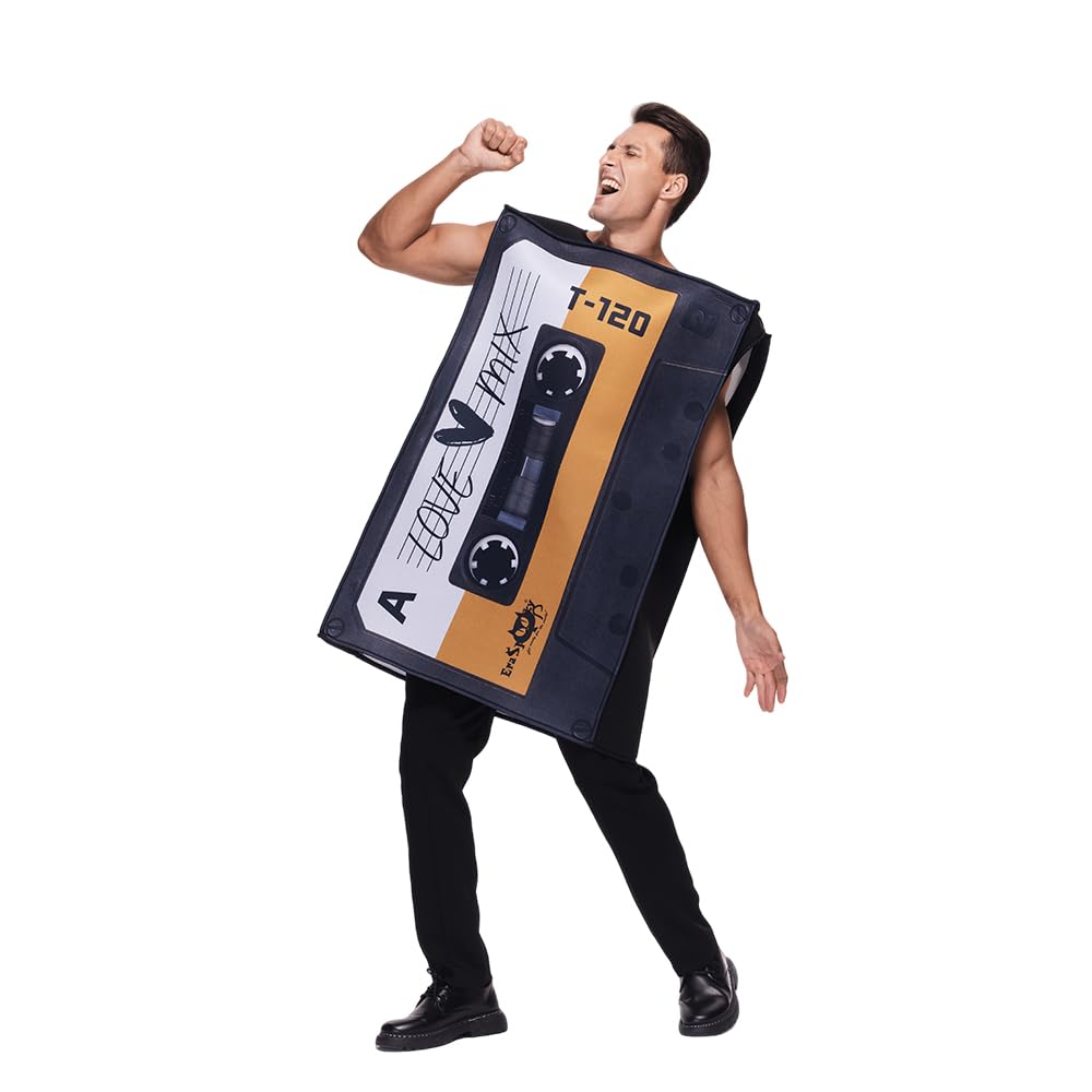 EraSpooky Disfraz de cinta de mezcla de amor para adultos túnica de casete retro de los años 80 unisex, para hombres y mujeres