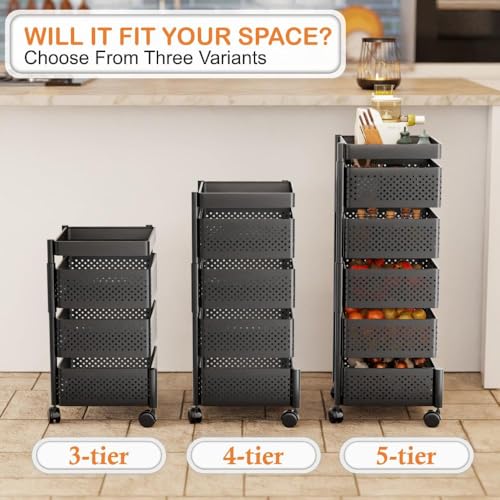 Nexanest 5 Tier Kitchen Storage Trolley with Wheels - Image 8