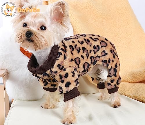 Dog Pajamas For Small Dogs Girl Boy Winter Onesies Pjs Cold Weather Puppy 4 Legged Sweater Clothes For Chihuahua Yorkie Teacup Jumpsuit Cute Pet Outfits Apparel Coats (X-Small, Leopard) #TOP4