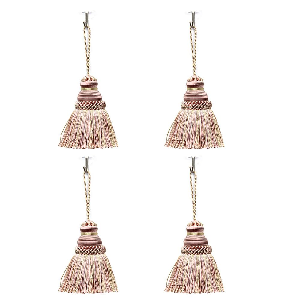 Fenghuangwu Elegant Polyester Tassel Key Tassel DIY Accessories for Furniture Light and Home Decoration 4 Packs (Mix Pink)