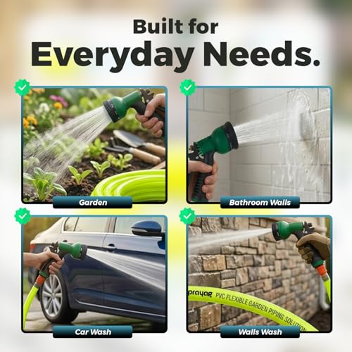 Image of Prayag Garden Pipe 15 Meter(49.21 Feet) | Flexible PVC Water Hose Pipe for Gardening, Car Wash & Home Cleaning | Lightweight & Durable (Plain - Milky Yellow(15Meter, 0.5 Inch))