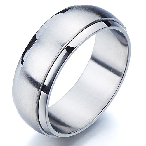 COOLSTEELANDBEYOND Refined Style Stainless Steel Spinner Unisex Ring Man Ring Comfort Fit 8mm (9)