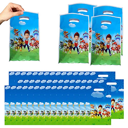 50 Paw Dog Patrol Sac Cadeaux, Sacs de fête d'anniversaire, Sacs de Cadeau Pochette Bonbon Anniversaire Sachet en pour Faveur de Noël Anniversaire Fête, Le thème de la fête, 25 x 16 cm