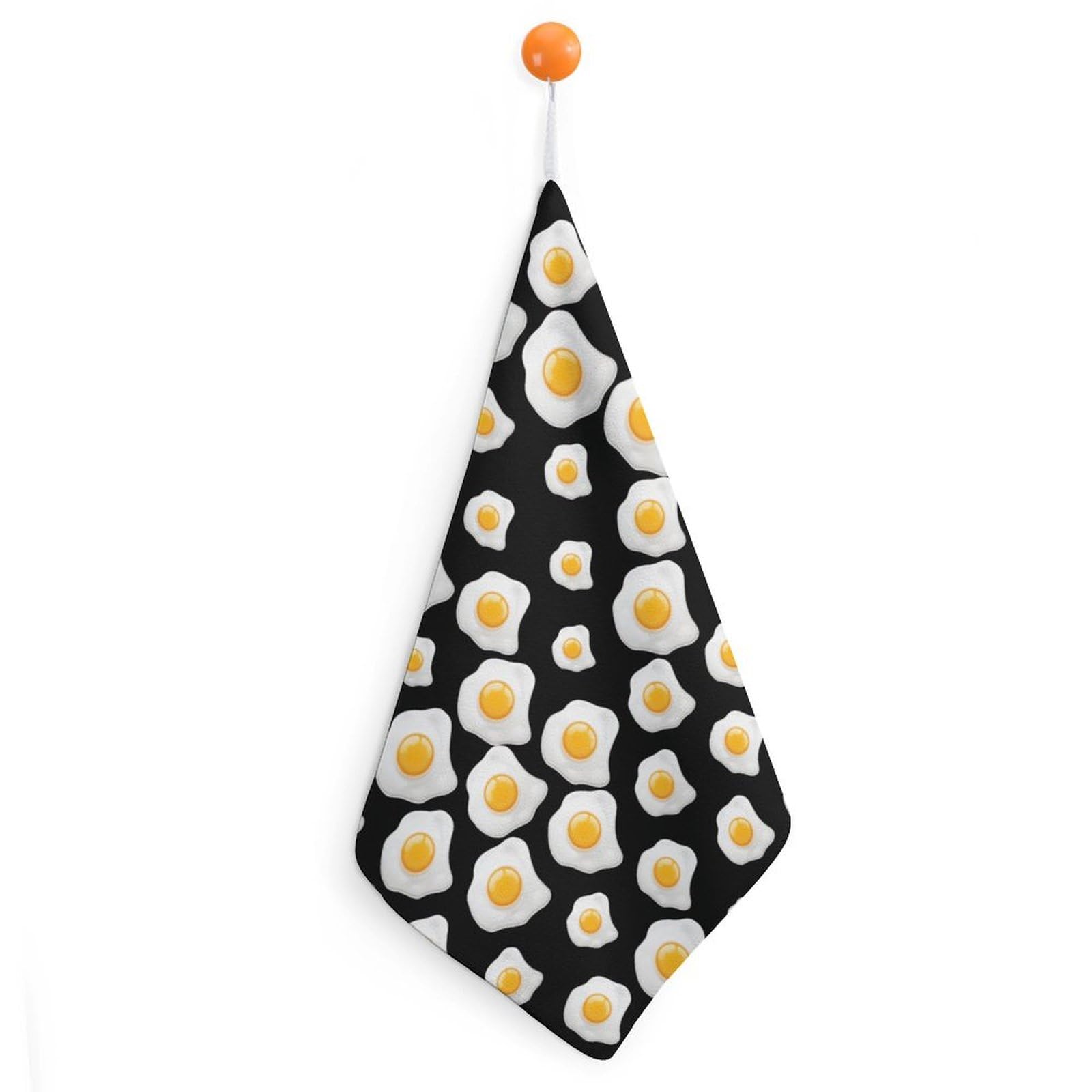 TXFBTRFSA Fried Egg Hand Towels with Hanging Loop Kitchen Towel Handkerchiefs Cleaning Cloths