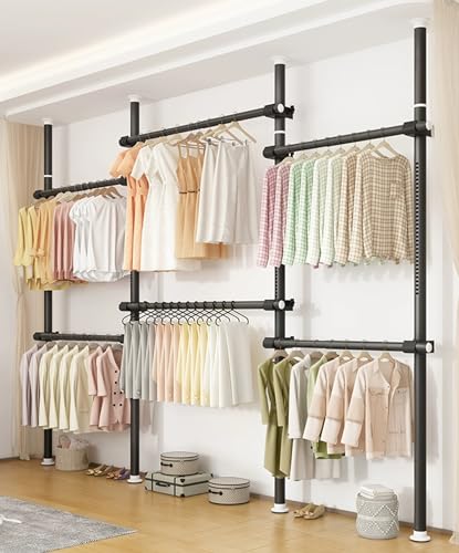 Regulowany system przechowywania w szafie narożnej – oszczędność miejsca ubrania z 2 szerokimi haczykami pasuje do wysokości 110-310 cm i szerokości 78-125 cm dla wydajnej pracy w domu i szafie