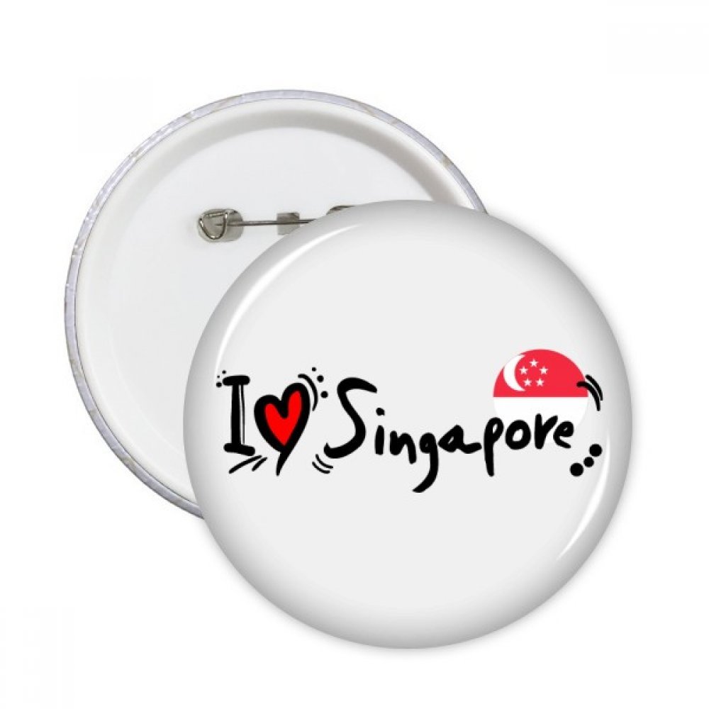 Pins Singapour rond avec illustration cœur et drapeau multicolore