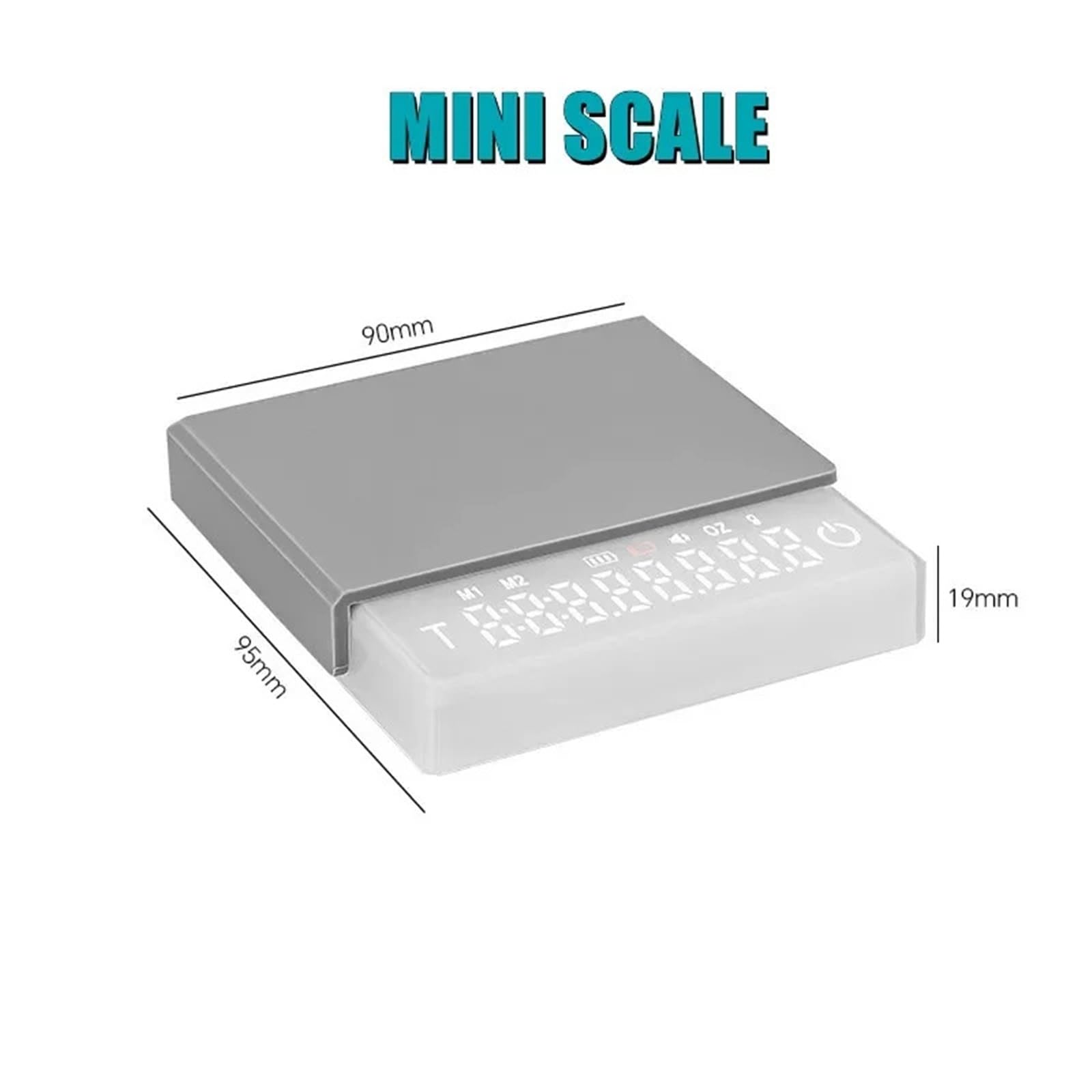 Kaffeewaage Mini-Digital-Kaffeewaage, wiederaufladbar über USB-C, mit Chronographen-Grammgewicht, for die Küche zu Hause(White)