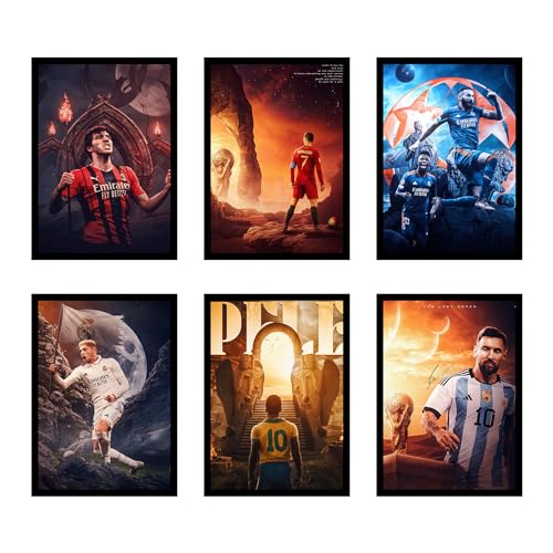 Image of CodersParadise Paper Football Wall Poster Frames - Pack Of 6 | 8 X 12Cm (A4 Size) | Aesthetic Artwork Framed Posters