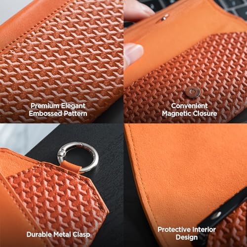 Image of VULKIT Portable Leather Eye Glasses Case for Women & Men, Slim Sunglass Case, Unisex Eyeglass Case