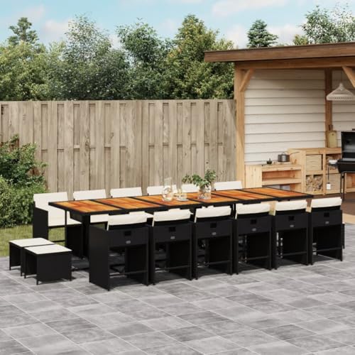Vetnasa Set de Muebles jardín 17 pzas con Cojines ratán sintético Negro Mobiliario, Muebles de jardín, Conjuntos de jardín Negro 142,6 KG