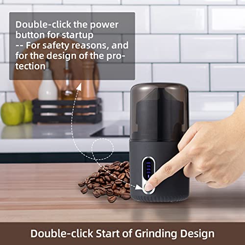 Wireless Coffee Grinder With Led Power, Electric Portable Coffee Bean Grinder With Brush, Herb Grinder, Spice Grinder With Removable Bowl & Spoon And 304 Stainless Steel Blade #TOP1