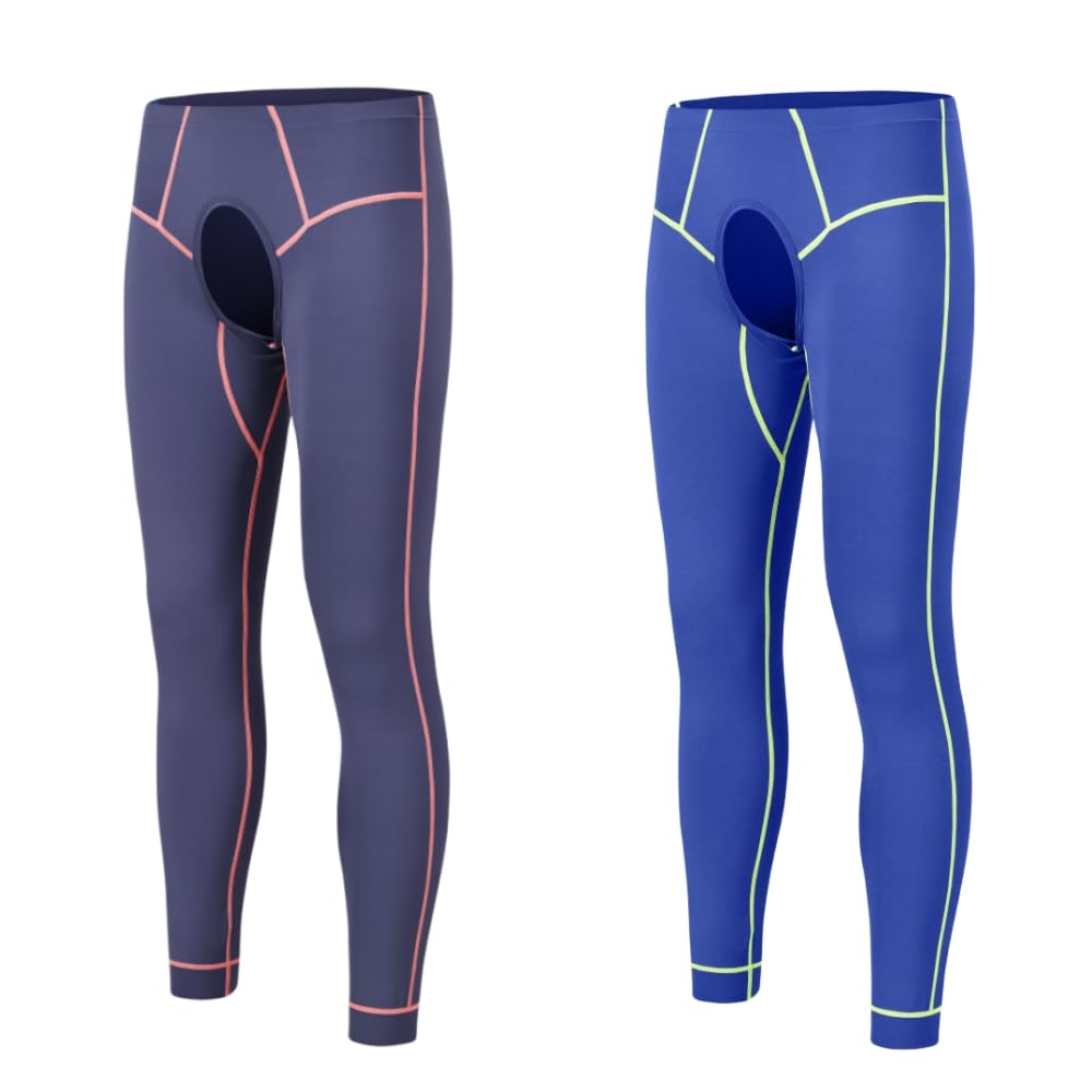 SUMABA Pantalones de compresión para hombre, capa base, leggings atléticos, mallas frescas y secas, apertura frontal, entrenamiento, deportes, gimnasio, correr, yoga