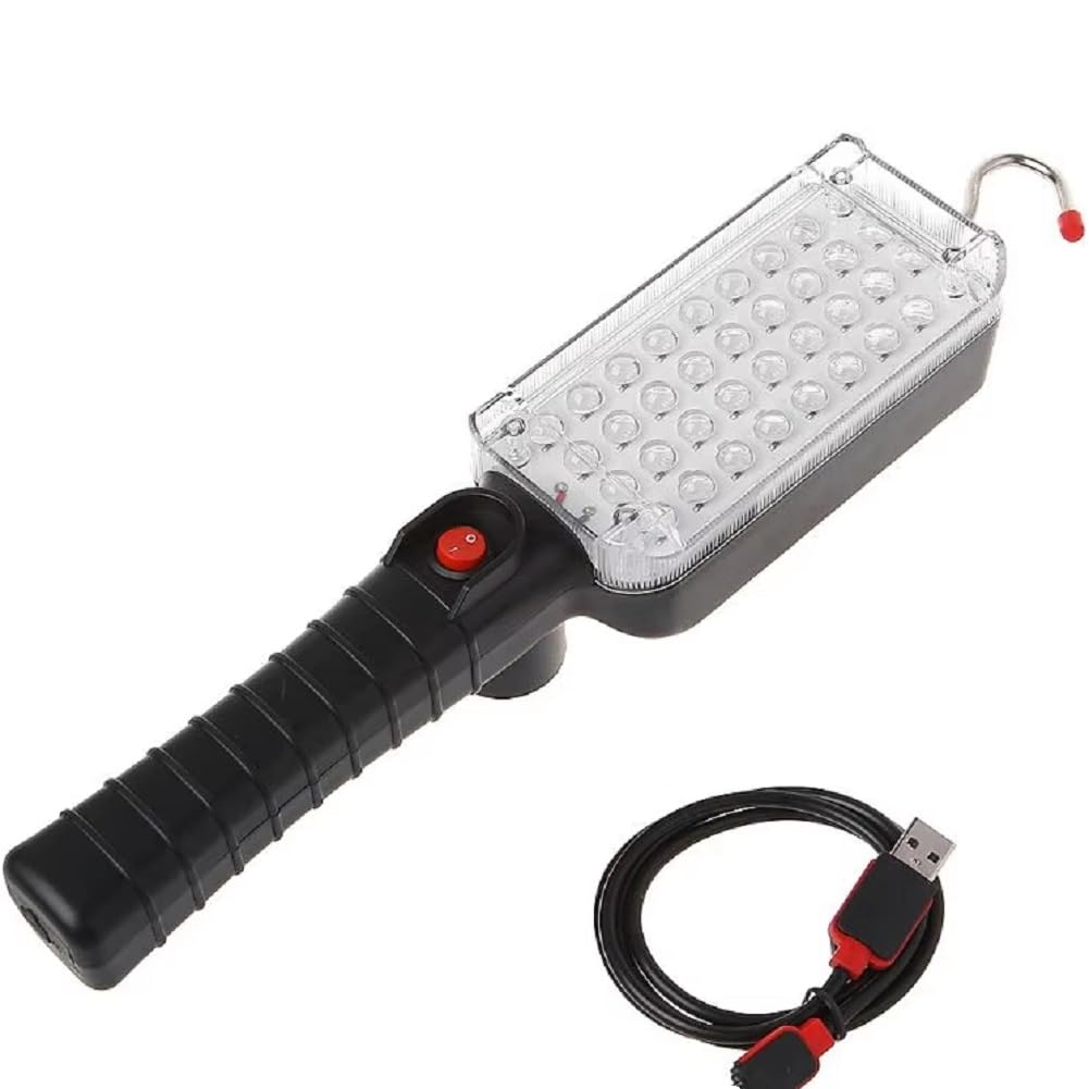 UDSKNV[KSL Portable USB Rechargeable Work Light 1 Set COB Repairing Lamp Featuring Magnet& Hook 34 LED Flashlights On/Off Function