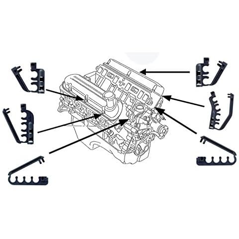 1986-1993 Mustang 5.0 Engine Spark Plug Wiring Clips and Separators - 6pc Cover