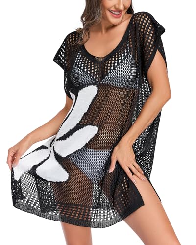 Image of Adisputent Womens Swimsuits Cover Ups Crochet Chiffon Beach Cover Bathing Suit Bikini Wear Coverups Dress