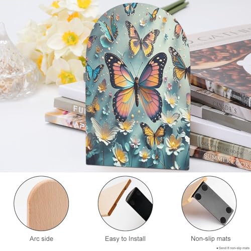 Sujetalibros de mariposas para evitar caídas de libros, soporte estable de madera económica 5