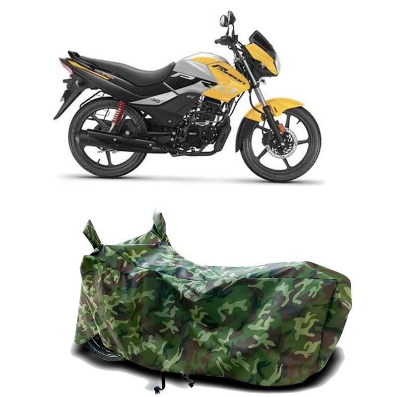 Image of DUFFEL-100% Heat Protection Two Wheeler Bike /Scooty Body Cover for Hero Passion Pro i3S New BS6 Water Resistance /UV-Rays /Birds Dropping /Scratchproof /Dust Proof /Waterproof[Green Jungle Print]