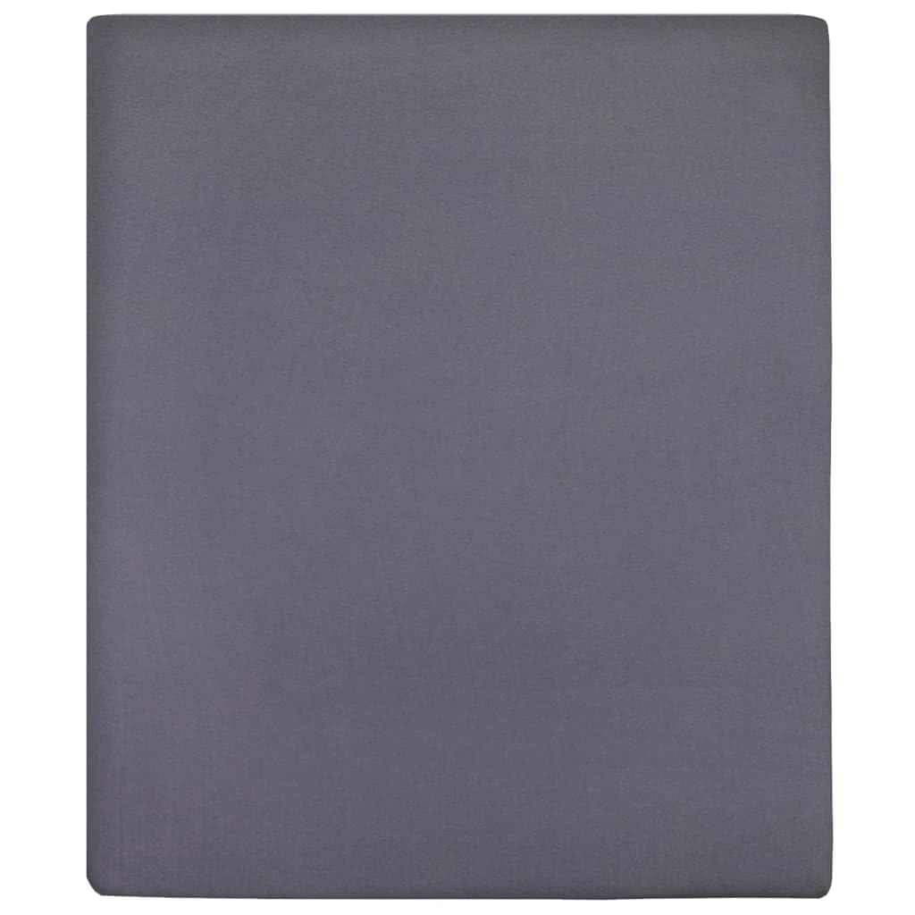 Spannbettlaken 180x200 cm Jersey 2er Set Anthrazit Baumwolle elastisch weich atmungsaktiv für Doppelbett