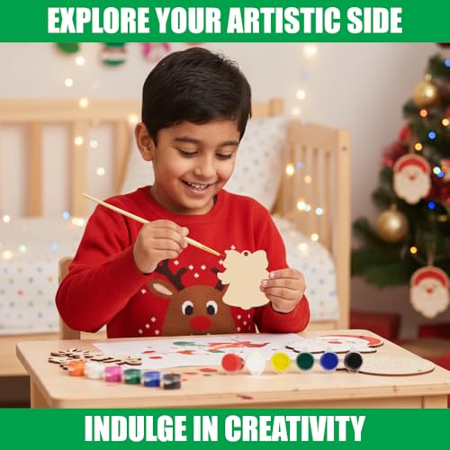 Image of Asian Hobby Crafts DIY Christmas Ornament Painting Kit - 25 Pcs Christmas Decoration Set for Tree & Home Decor | Fun Holiday Art & Craft Activity for Kids & Adults | Christmas Gifts for Kids 5+