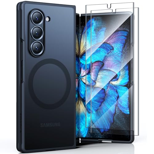 TORRAS for Samsung Galaxy Z Fold 6 Case with Screen Protector, [Compatible with Magsafe] [Military Grade Drop Tested] Translucent Slim Phone Magnetic Shockproof Case ONLY for Z Fold 6, Black