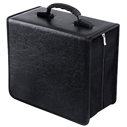 Siveit Cd/Dvd Binder, Cd Dvd Case Holder Binder 400 Capacity Cd/Dvd Wallet Storage Booklet Album Box (Pu Black) #TOP24