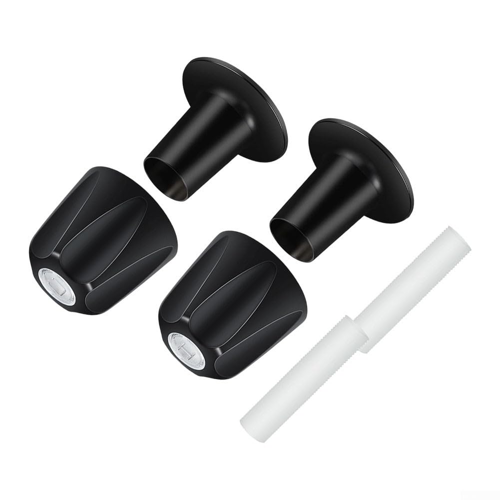 Mango para grifo Baño Negro Mate Repuesto Aleación Zinc 12 Dientes 9.5mm Válvula Bola Kit 2 Piezas