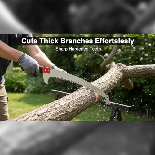 Image of Veltrix Pruning Gardening Saw | Sharp Blade Hand Saw for Tree, Branch & Wood Cutting | Lightweight, Durable Tool for Camping & Outdoor Use (Double Hook 23inch)