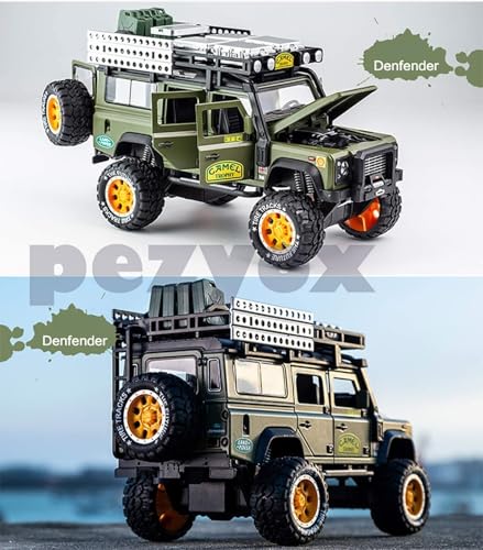 Image of 1:28 Scale Die-Cast Metal Camel Trophy Defender with 6 Openable Doors,Music,Lights & Pull Back Action (Red)