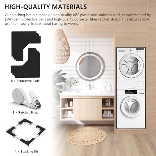 image for JHCHU Universal Stacking Kit for Washer and Dryer, Adjustable Frame Ra